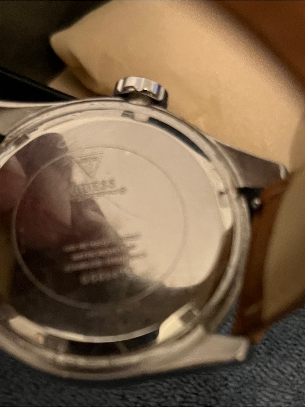 GUESS Silver Thick Bezel with Brown Dial and Tan Leather Strap | Excellent! - Picture 5 of 5